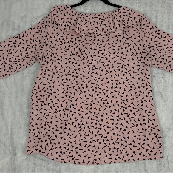 Loft Faux Wrap Blouse Sz Large Ruffled V-Neck Long Sleeve Top - Picture 3 of 12